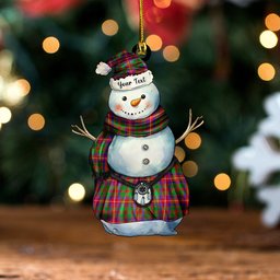 ScotsTee Shop Scottish Geddes Ancient Clan Crest Tartan Ornament Snowman Warrior Personalized