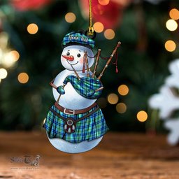 ScotsTee Shop Scottish Falconer Clan Crest Tartan Ornament Snowman Bagpipe Personalized