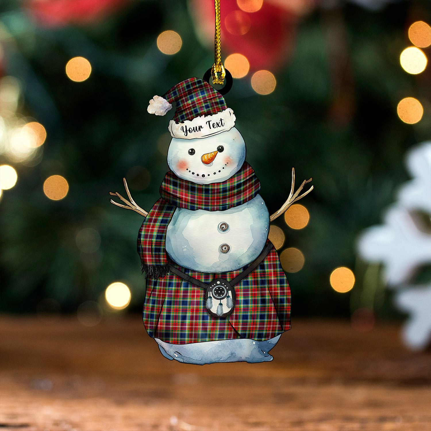 ScotsTee Shop Scottish DCDalgliesh Modern Tartan Ornament Snowman Warrior Personalized