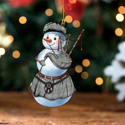 ScotsTee Shop Scottish Halliday (Holliday) Ancient Clan Crest Tartan Ornament Snowman Bagpipe Personalized