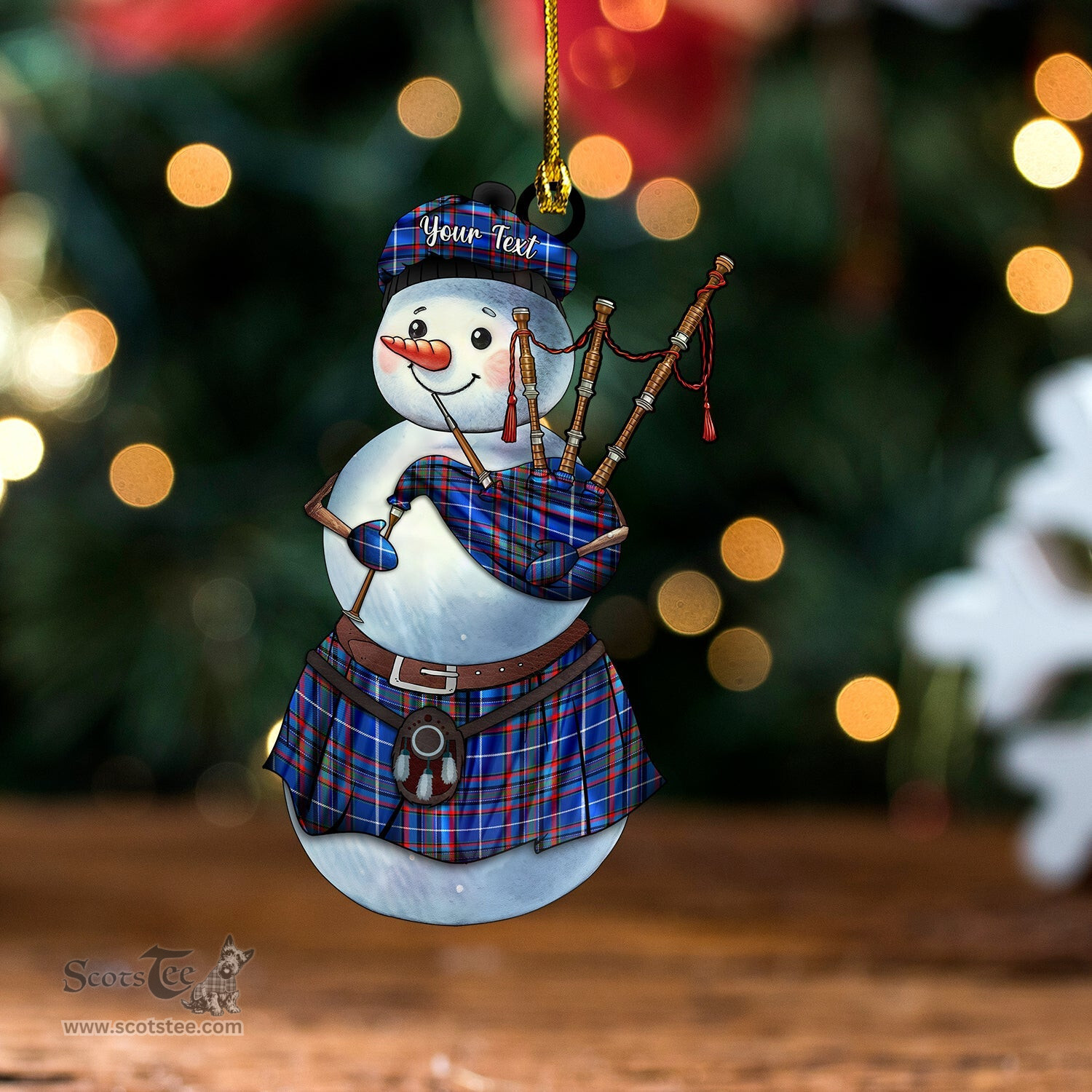 ScotsTee Shop Scottish Gammell Dress Modern Tartan Ornament Snowman Bagpipe Personalized