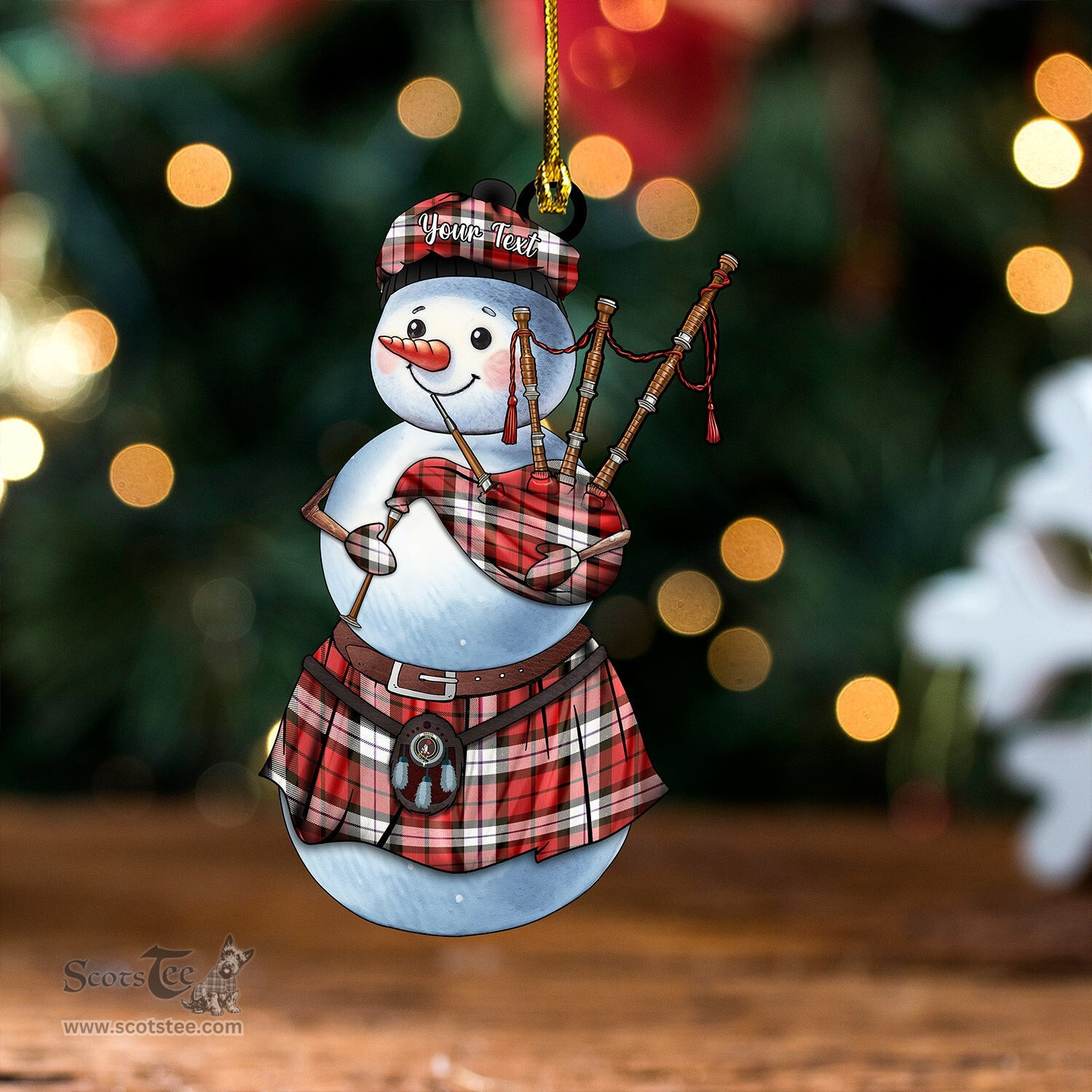 ScotsTee Shop Scottish Brodie Dress Weathered Clan Crest Tartan Ornament Snowman Bagpipe Personalized