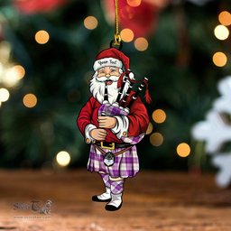 ScotsTee Shop Scottish Erskine Purple Clan Crest Tartan Ornament Santa Personalized
