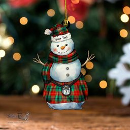 ScotsTee Shop Scottish Douglas of Roxburgh Ancient Clan Crest Tartan Ornament Snowman Warrior Personalized