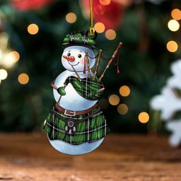 ScotsTee Shop Scottish Cleghorn Ancient Clan Crest Tartan Ornament Snowman Bagpipe Personalized