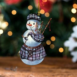 ScotsTee Shop Scottish Fitzgerald Blue Modern Tartan Ornament Snowman Bagpipe Personalized