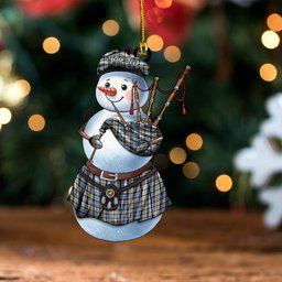 ScotsTee Shop Scottish Campbell of Inveraray Weathered 2 Clan Crest Tartan Ornament Snowman Bagpipe Personalized