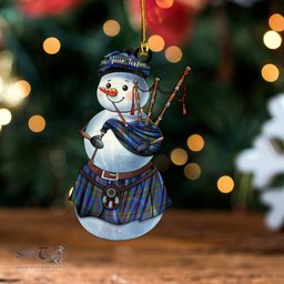 ScotsTee Shop Scottish Hebrides 07 Modern Tartan Ornament Snowman Bagpipe Personalized