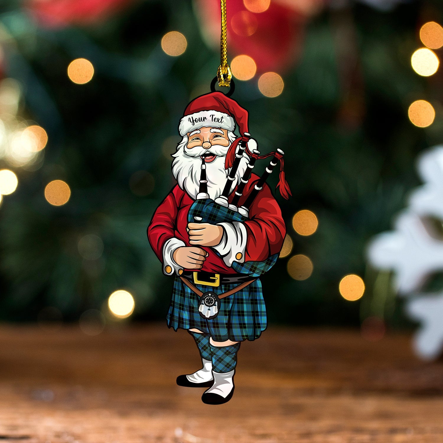 ScotsTee Shop Scottish Cargill (Clergy) Ancient Tartan Ornament Santa Personalized