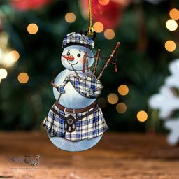 ScotsTee Shop Scottish Hannay (Haney) (Hanna of Sorbie) Modern Tartan Ornament Snowman Bagpipe Personalized