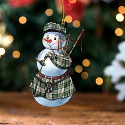 ScotsTee Shop Scottish Dinwoodie Modern Clan Crest Tartan Ornament Snowman Bagpipe Personalized