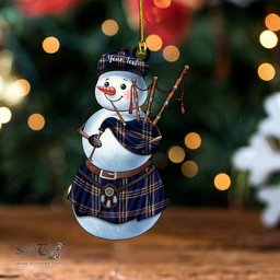 ScotsTee Shop Scottish Crichton (Creighton) Modern Clan Crest Tartan Ornament Snowman Bagpipe Personalized