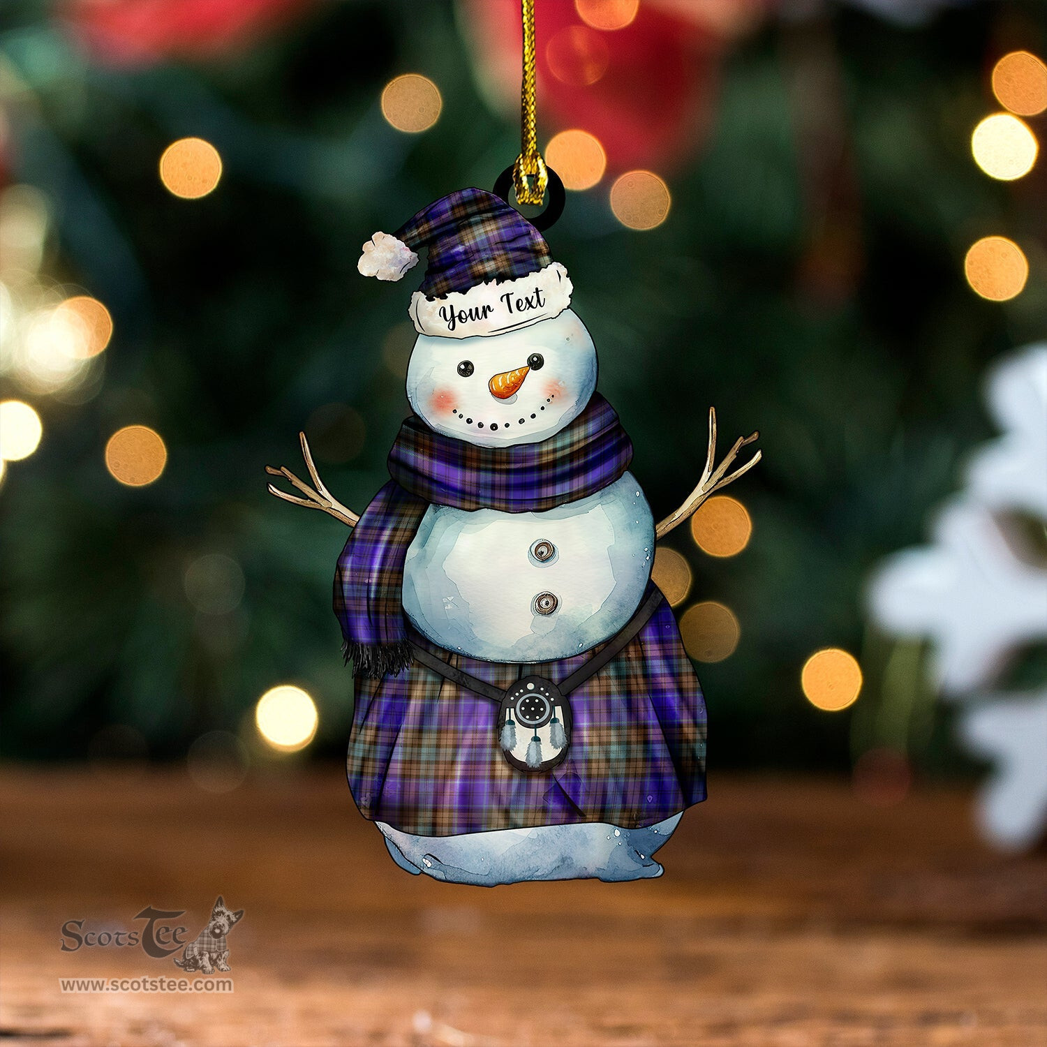 ScotsTee Shop Scottish Campbell 42nd Dress Balhousie Weathered Tartan Ornament Snowman Warrior Personalized