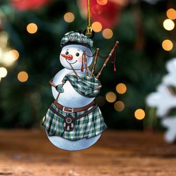 ScotsTee Shop Scottish Fraser Arisaid Green Clan Crest Tartan Ornament Snowman Bagpipe Personalized