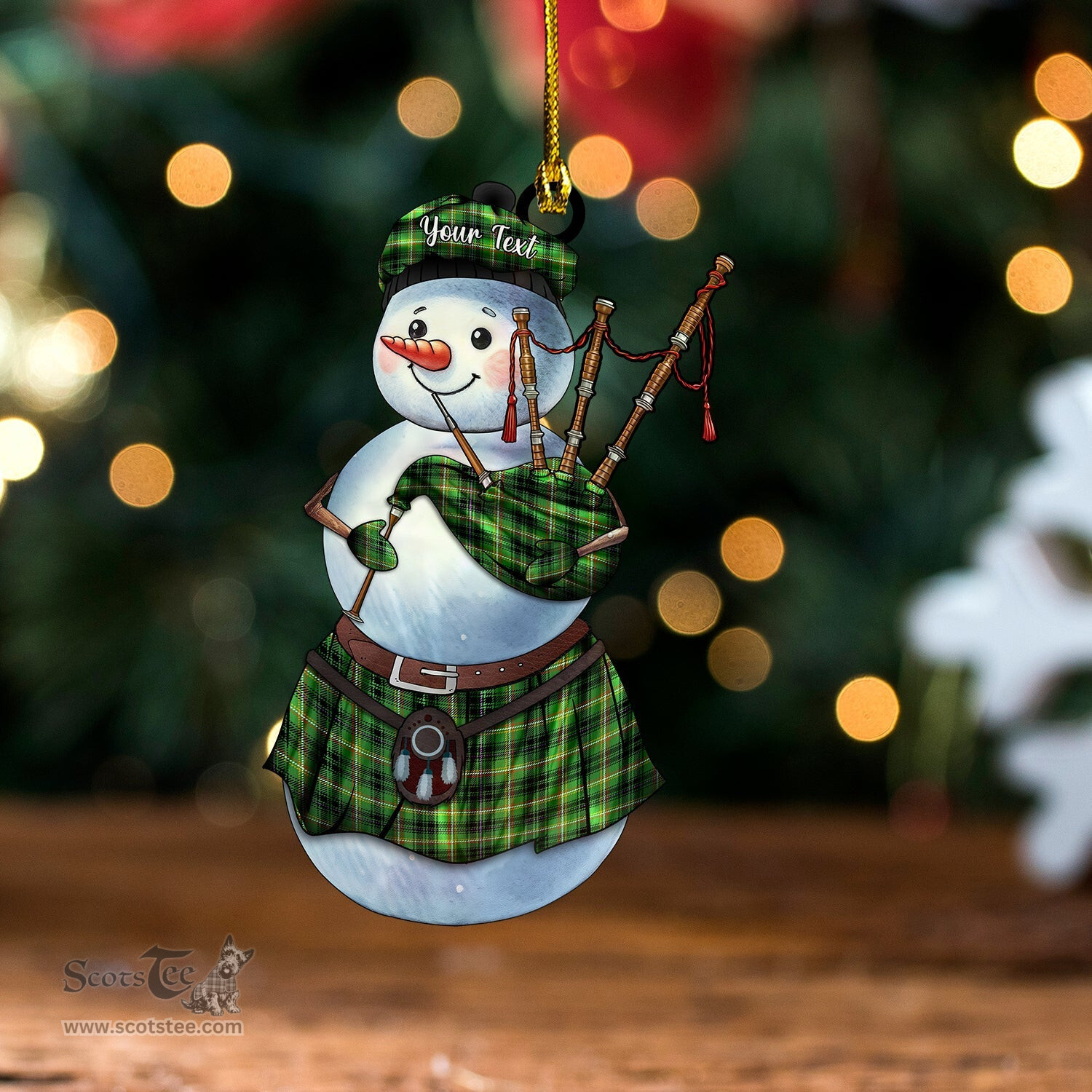 ScotsTee Shop Scottish Campbell Marquis of Lorne Ancient Tartan Ornament Snowman Bagpipe Personalized