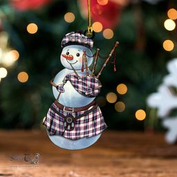 ScotsTee Shop Scottish Fraser Arisaid Wine Blue Modern Tartan Ornament Snowman Bagpipe Personalized