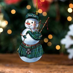 ScotsTee Shop Scottish Hope Vere Ancient Clan Crest Tartan Ornament Snowman Bagpipe Personalized