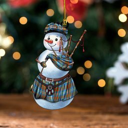 ScotsTee Shop Scottish Cathcart Ancient Clan Crest Tartan Ornament Snowman Bagpipe Personalized