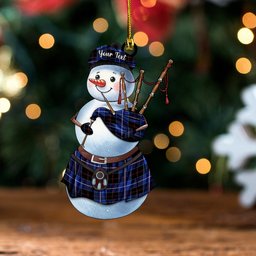 ScotsTee Shop Scottish Dunlop Modern Clan Crest Tartan Ornament Snowman Bagpipe Personalized