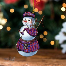 ScotsTee Shop Scottish Fraser of Reelig Modern Clan Crest Tartan Ornament Snowman Bagpipe Personalized