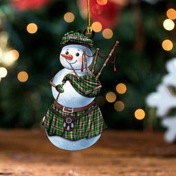 ScotsTee Shop Scottish Gray Hunting Clan Crest Tartan Ornament Snowman Bagpipe Personalized