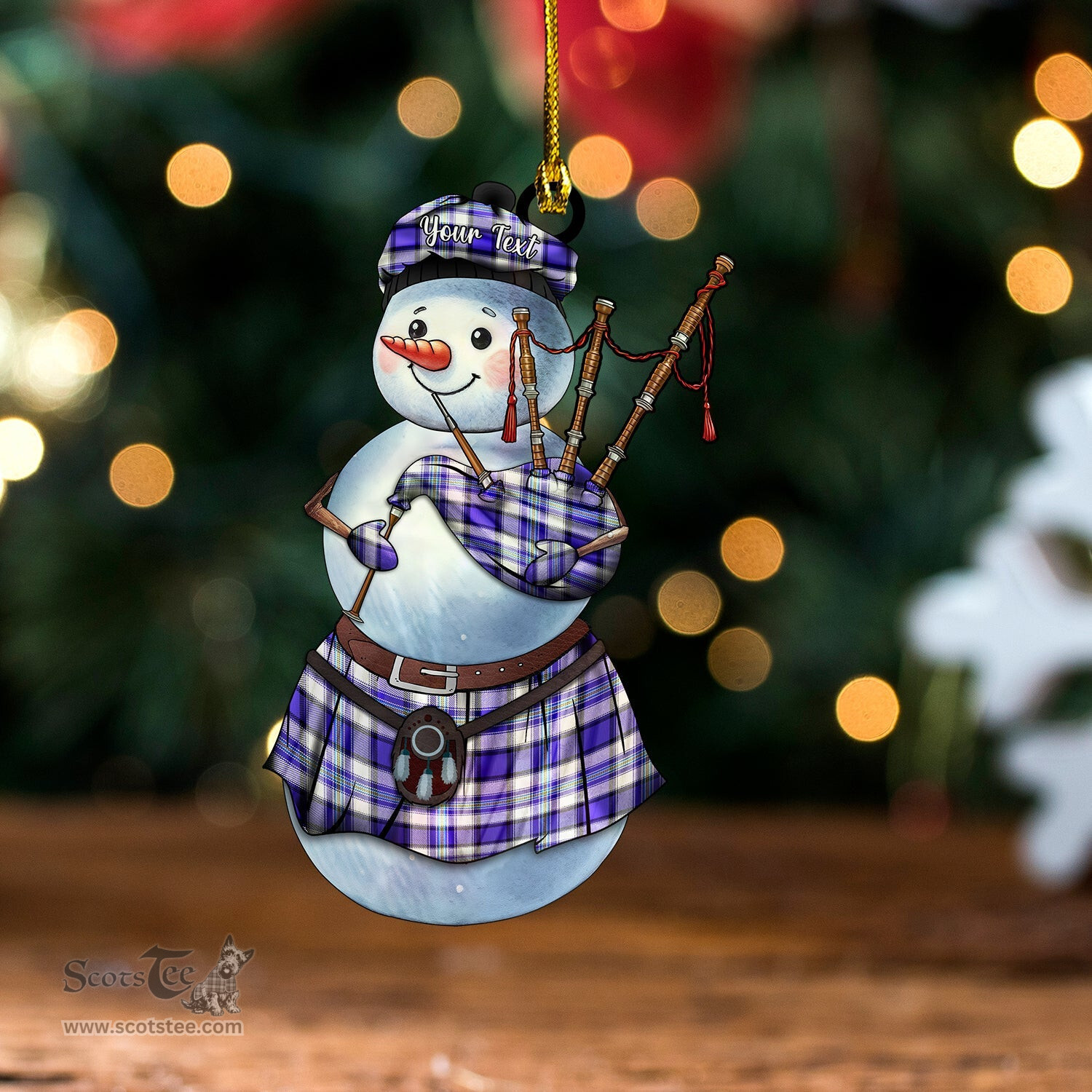 ScotsTee Shop Scottish Craig Paisley (Craigie Paisley) Modern Tartan Ornament Snowman Bagpipe Personalized