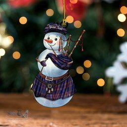 ScotsTee Shop Scottish Elliot (Ellot) (Clans Originaux) Modern Tartan Ornament Snowman Bagpipe Personalized