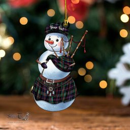 ScotsTee Shop Scottish Cameron of Erracht #3 Modern 2 Clan Crest Tartan Ornament Snowman Bagpipe Personalized