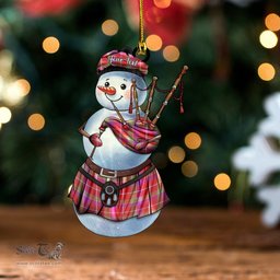 ScotsTee Shop Scottish Fitzgerald Dress Weathered Tartan Ornament Snowman Bagpipe Personalized