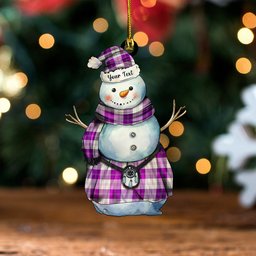 ScotsTee Shop Scottish Erskine Purple Clan Crest Tartan Ornament Snowman Warrior Personalized