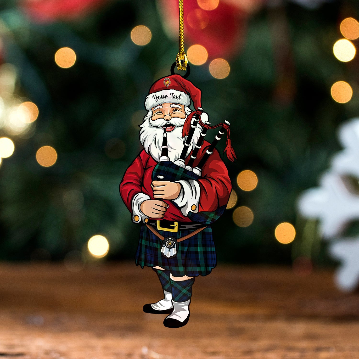 ScotsTee Shop Scottish Campbell of Glenlyon Modern 2 Clan Crest Tartan Ornament Santa Personalized