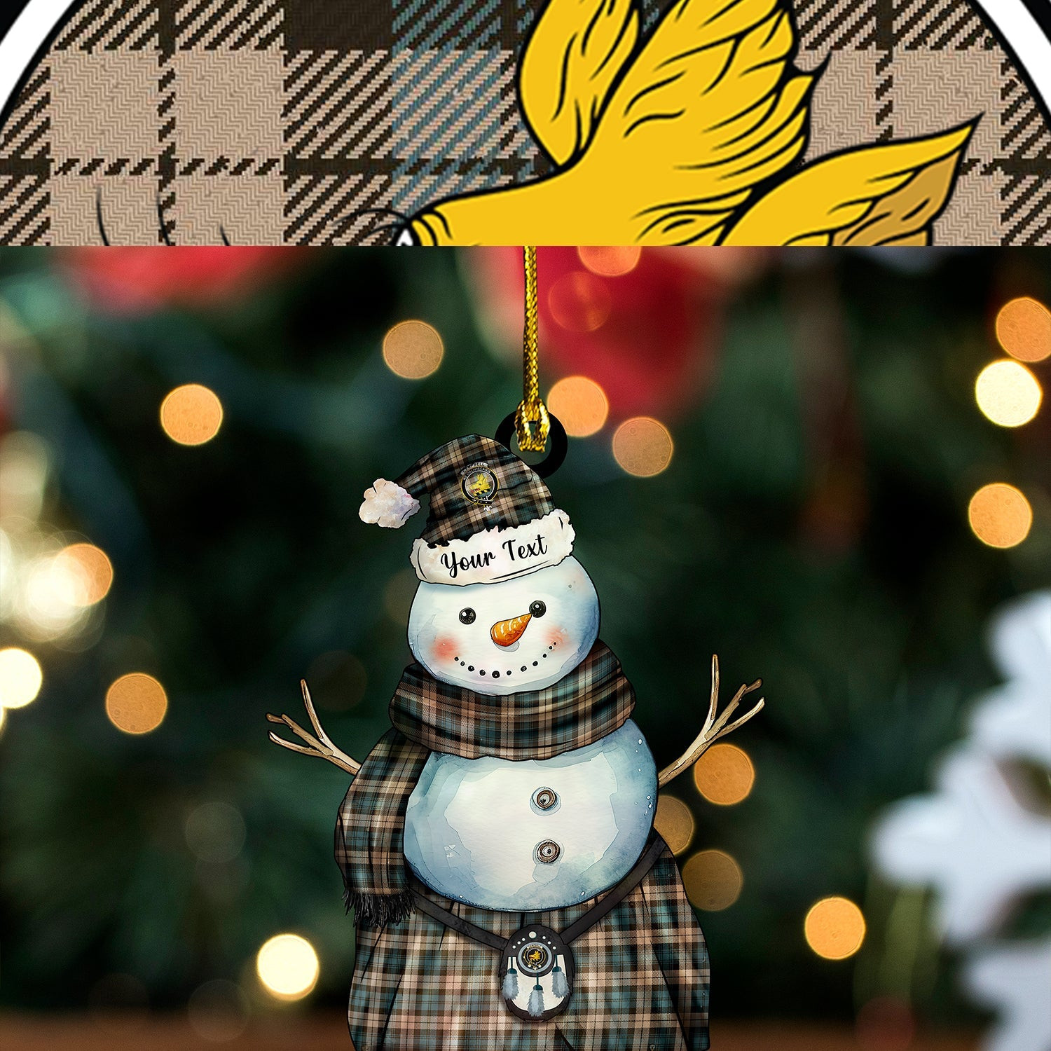 ScotsTee Shop Scottish Campbell Weathered 2 Clan Crest Tartan Ornament Snowman Warrior Personalized