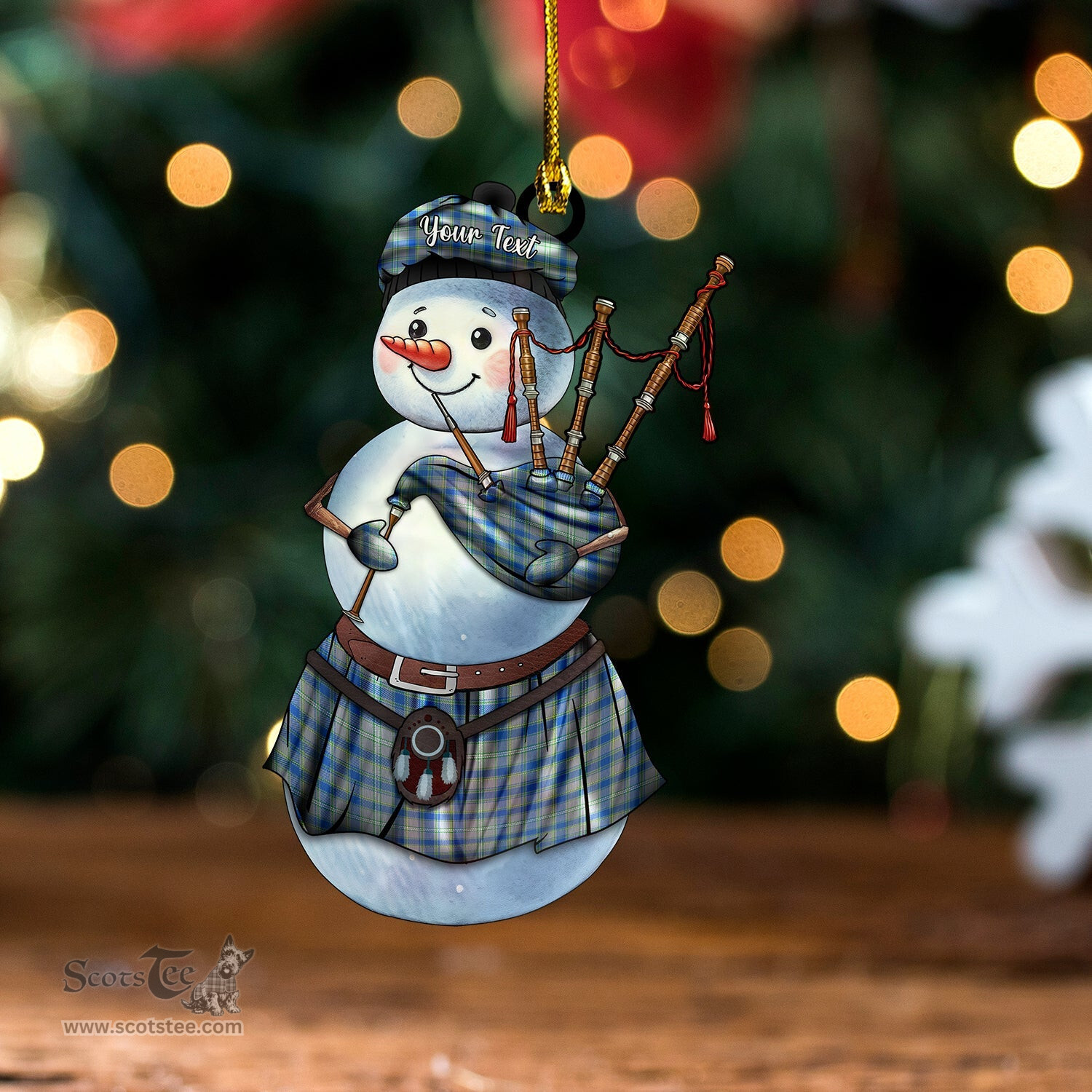 ScotsTee Shop Scottish Hebrides South Uist 01 Modern Tartan Ornament Snowman Bagpipe Personalized