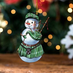 ScotsTee Shop Scottish Currie Ancient Clan Crest Tartan Ornament Snowman Bagpipe Personalized