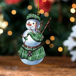 ScotsTee Shop Scottish Currie Ancient Clan Crest Tartan Ornament Snowman Bagpipe Personalized