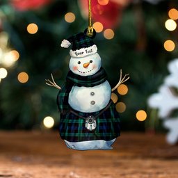 ScotsTee Shop Scottish Campbell of Lochawe Modern 2 Clan Crest Tartan Ornament Snowman Warrior Personalized