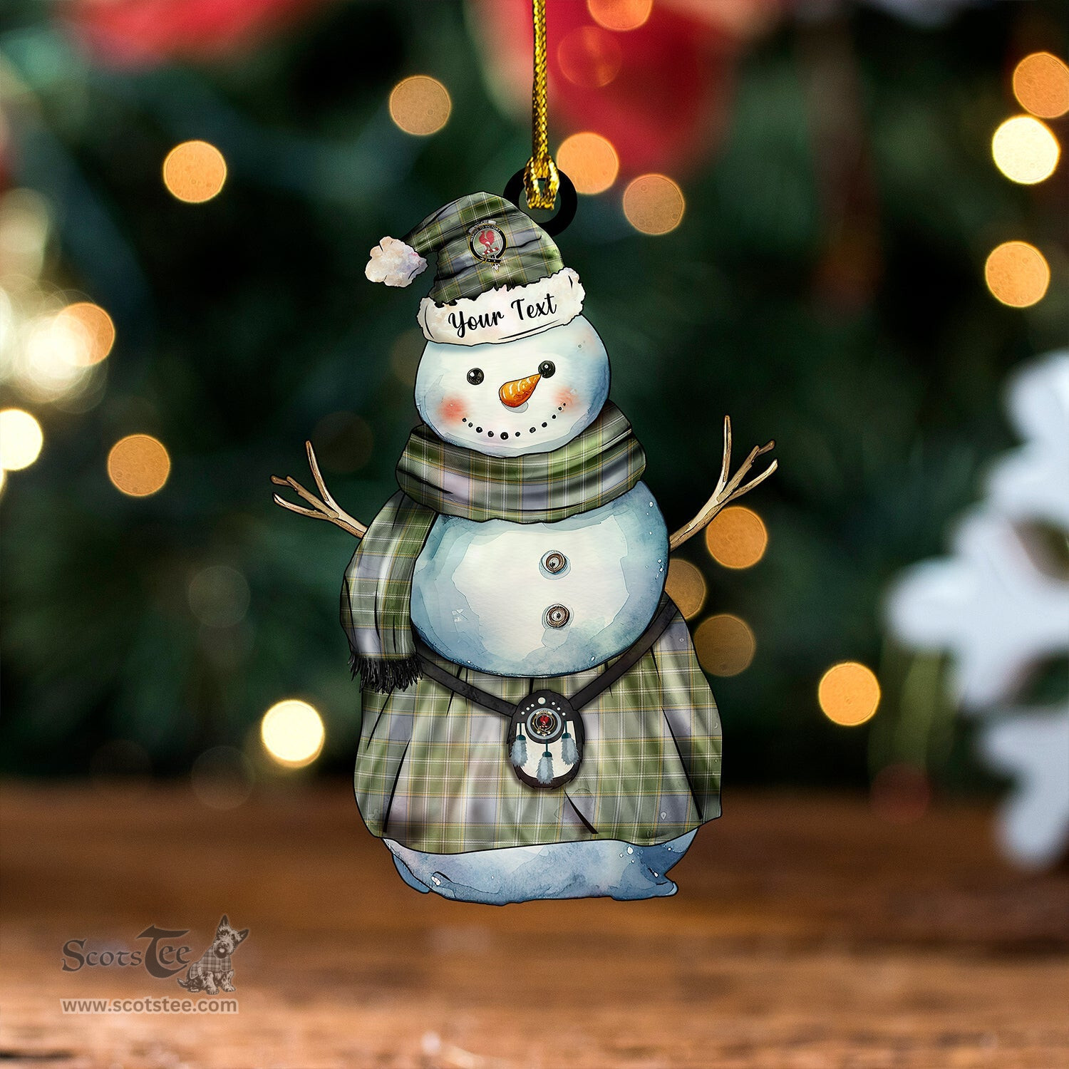 ScotsTee Shop Scottish Currie Weathered Clan Crest Tartan Ornament Snowman Warrior Personalized