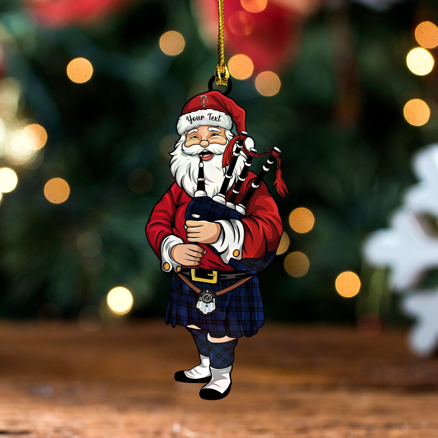 ScotsTee Shop Scottish Clark (Clergy) Modern Clan Crest Tartan Ornament Santa Personalized