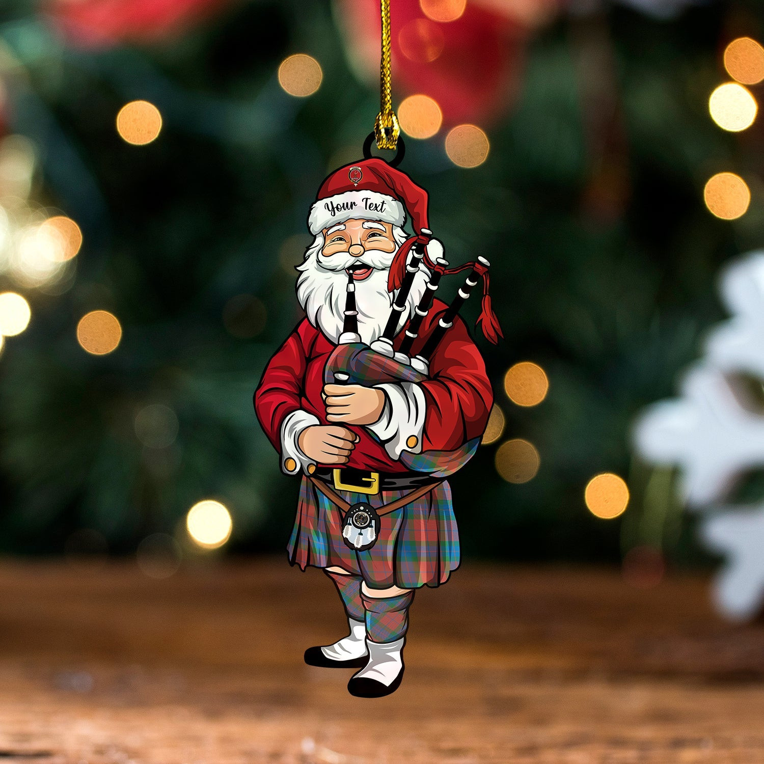 ScotsTee Shop Scottish Fraser of Boblainy Hugh Ancient Clan Crest Tartan Ornament Santa Personalized