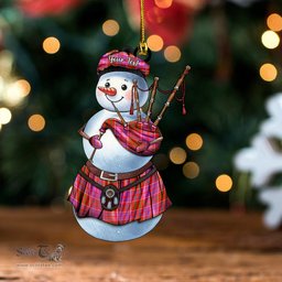 ScotsTee Shop Scottish Cameron of Locheil Ancient 2 Clan Crest Tartan Ornament Snowman Bagpipe Personalized