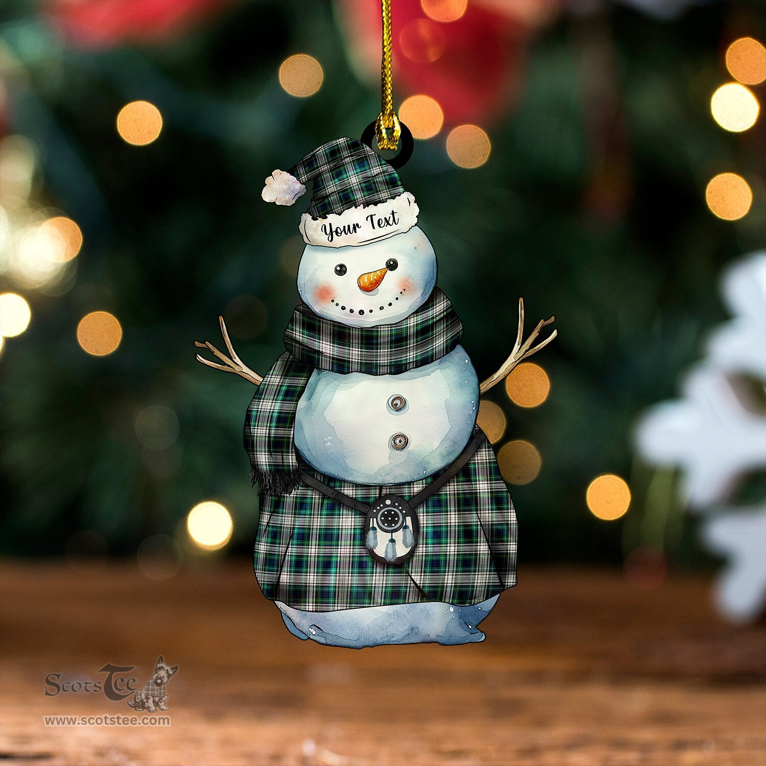 ScotsTee Shop Scottish Campbell Dress Modern Tartan Ornament Snowman Warrior Personalized