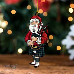 ScotsTee Shop Scottish Campbell of Loudon (Campbell Louden) Modern Tartan Ornament Santa Personalized