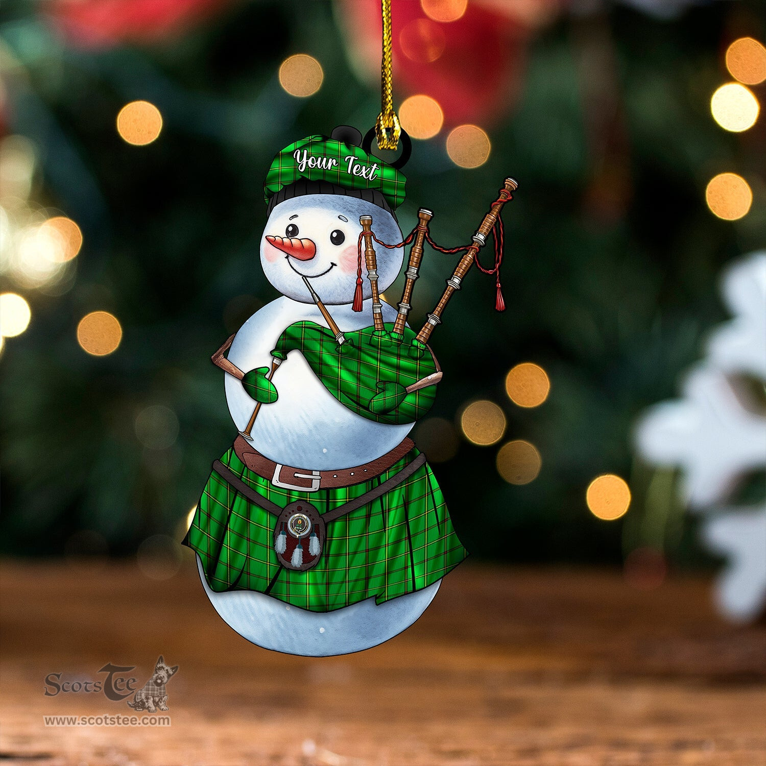 ScotsTee Shop Scottish Don (Tribe of Mar) Clan Crest Tartan Ornament Snowman Bagpipe Personalized