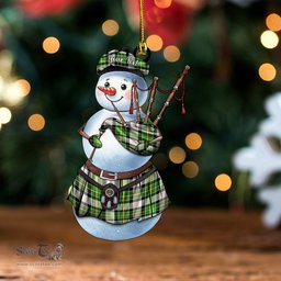 ScotsTee Shop Scottish Hamilton of Brandon Ancient Clan Crest Tartan Ornament Snowman Bagpipe Personalized
