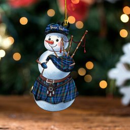 ScotsTee Shop Scottish Edmonstone Modern Clan Crest Tartan Ornament Snowman Bagpipe Personalized
