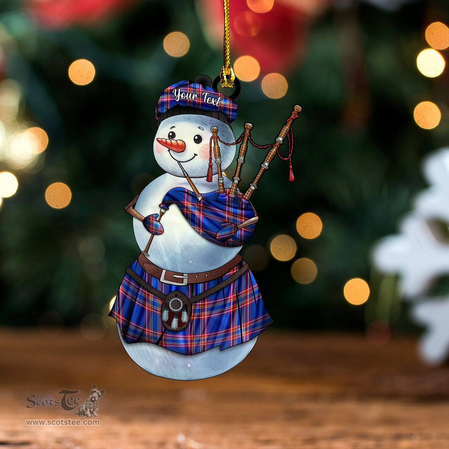 ScotsTee Shop Scottish Duke of York Modern Tartan Ornament Snowman Bagpipe Personalized
