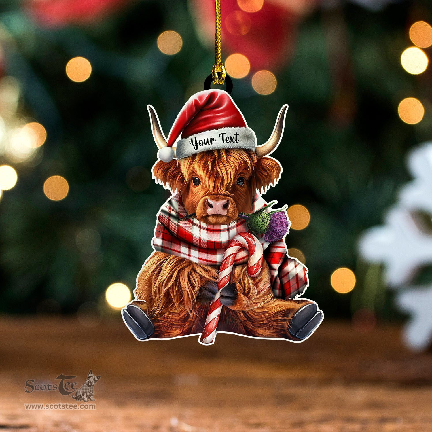 ScotsTee Shop Scottish Cameron Hose Modern Tartan Ornament Highland Cow And Thistle Personalized