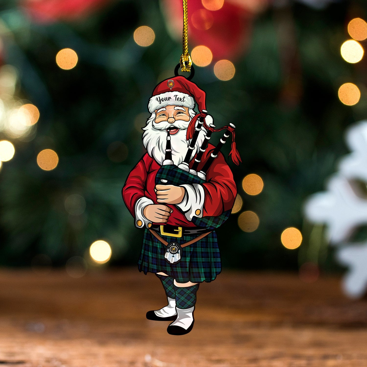 ScotsTee Shop Scottish Campbell Modern 2 Clan Crest Tartan Ornament Santa Personalized