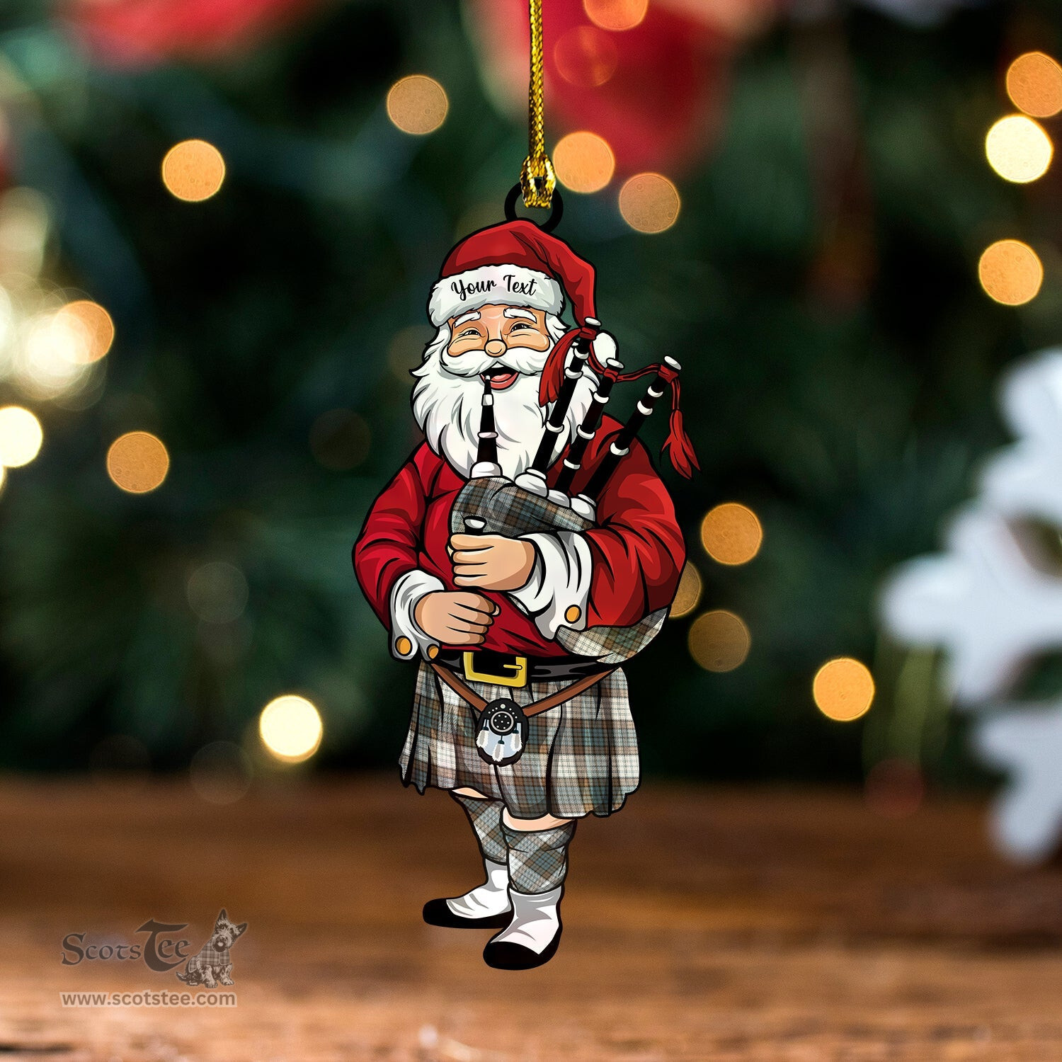 ScotsTee Shop Scottish Campbell 42nd Dress Weathered Tartan Ornament Santa Personalized