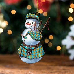 ScotsTee Shop Scottish Carlisle (Carlill) Ancient Clan Crest Tartan Ornament Snowman Bagpipe Personalized